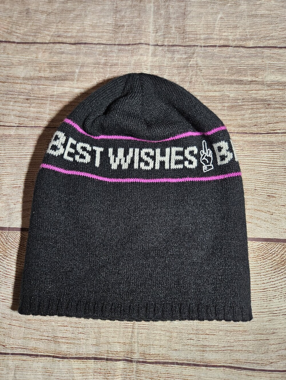 Good worth best wishes middle finger beanie hat